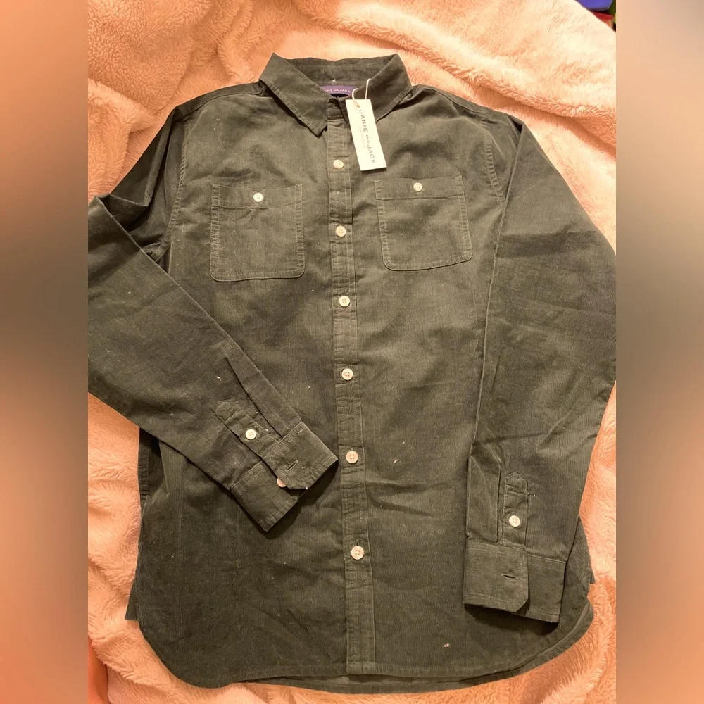NWT Janie and Jack Green Corduroy Button Down Shirt